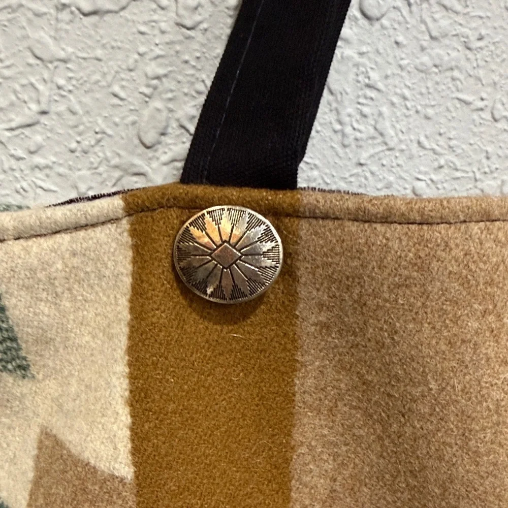 Boho Southwestern Aztec Print Tote Bag with Suede‎ Accents